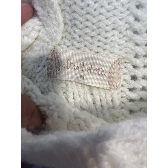 Altar’d State Sweater Crochet Ivory Balloon Sleeves Knit Crew Neck Farm Core - Picture 6 of 8